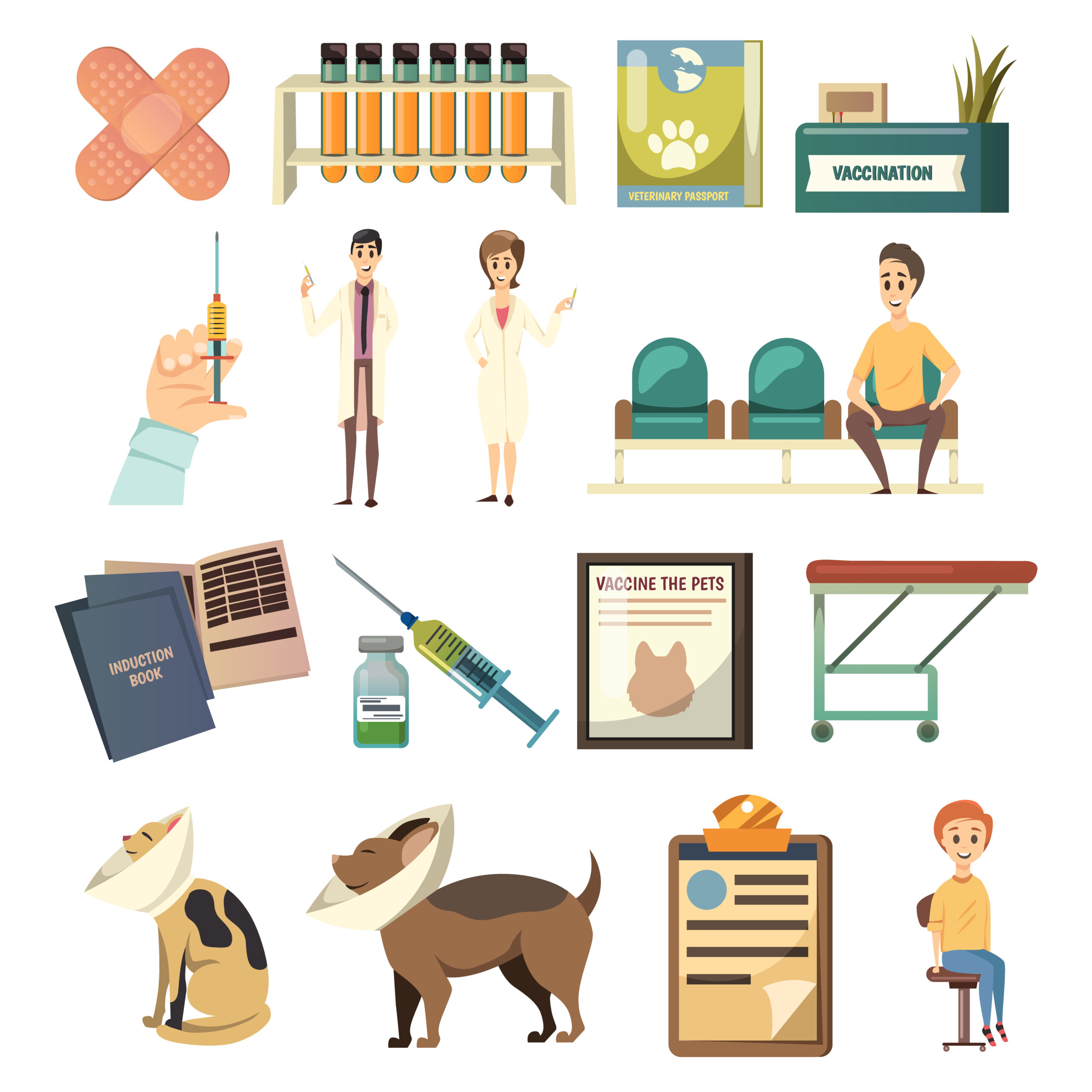 compulsory vaccination orthogonal icons set